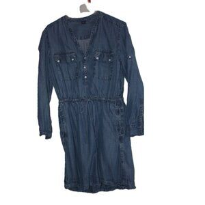 GAP Denim Soft Tencel Drawstring Waist Mini Shirt Dress M